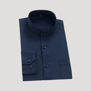 Men’s mandarin collar long sleeve formal shirt