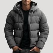 Men lightweight hooded puffer jacket