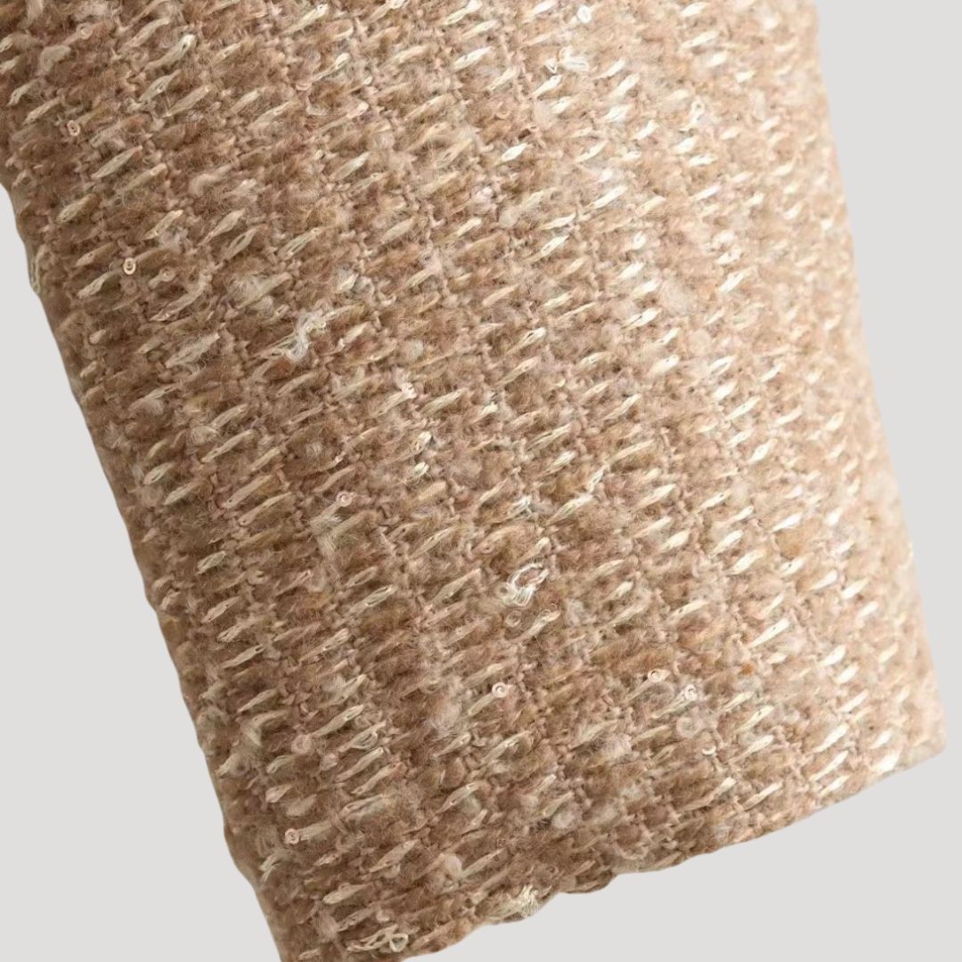 Women’s wool boucle cropped winter camel jacket