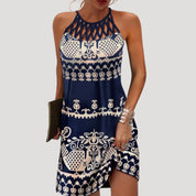 Women’s halterneck printed sleeveless midi dress