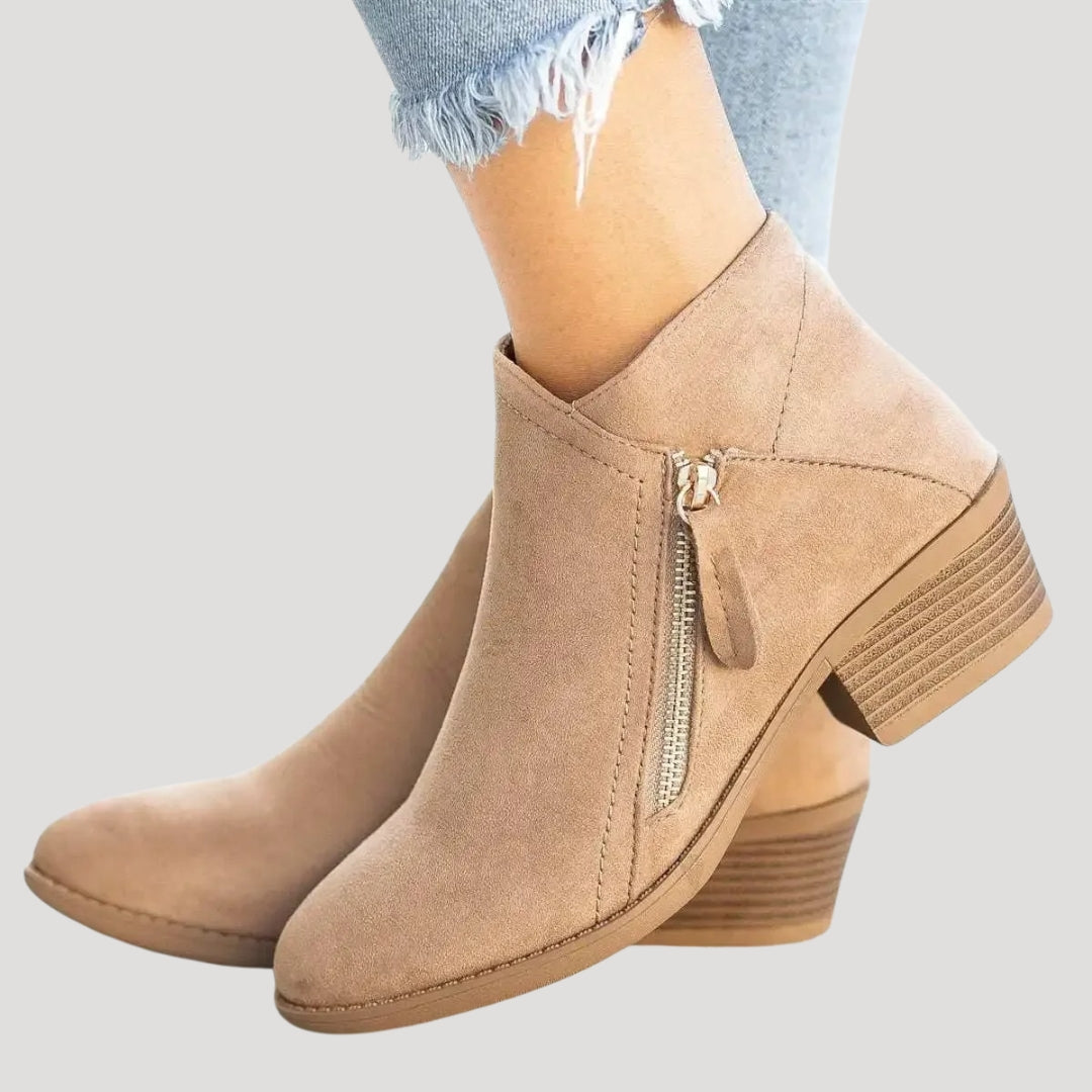 Women suede block heel boots