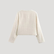 Women textured tweed cropped cardigan