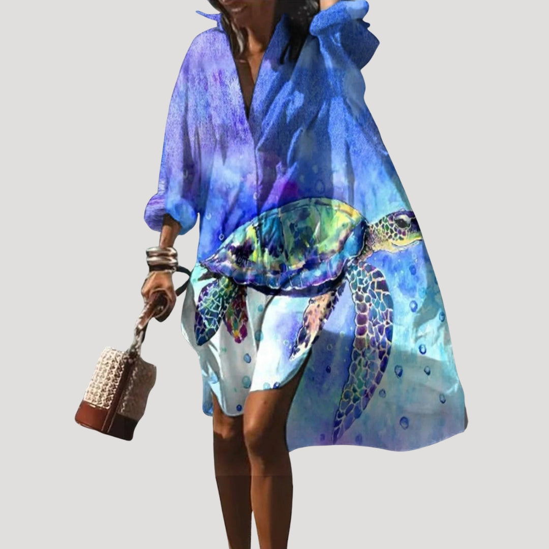 Women’s oversized long sleeve midi shirt dress