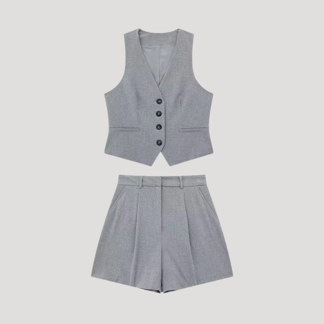 Women’s waistcoat co ord shorts two piece set