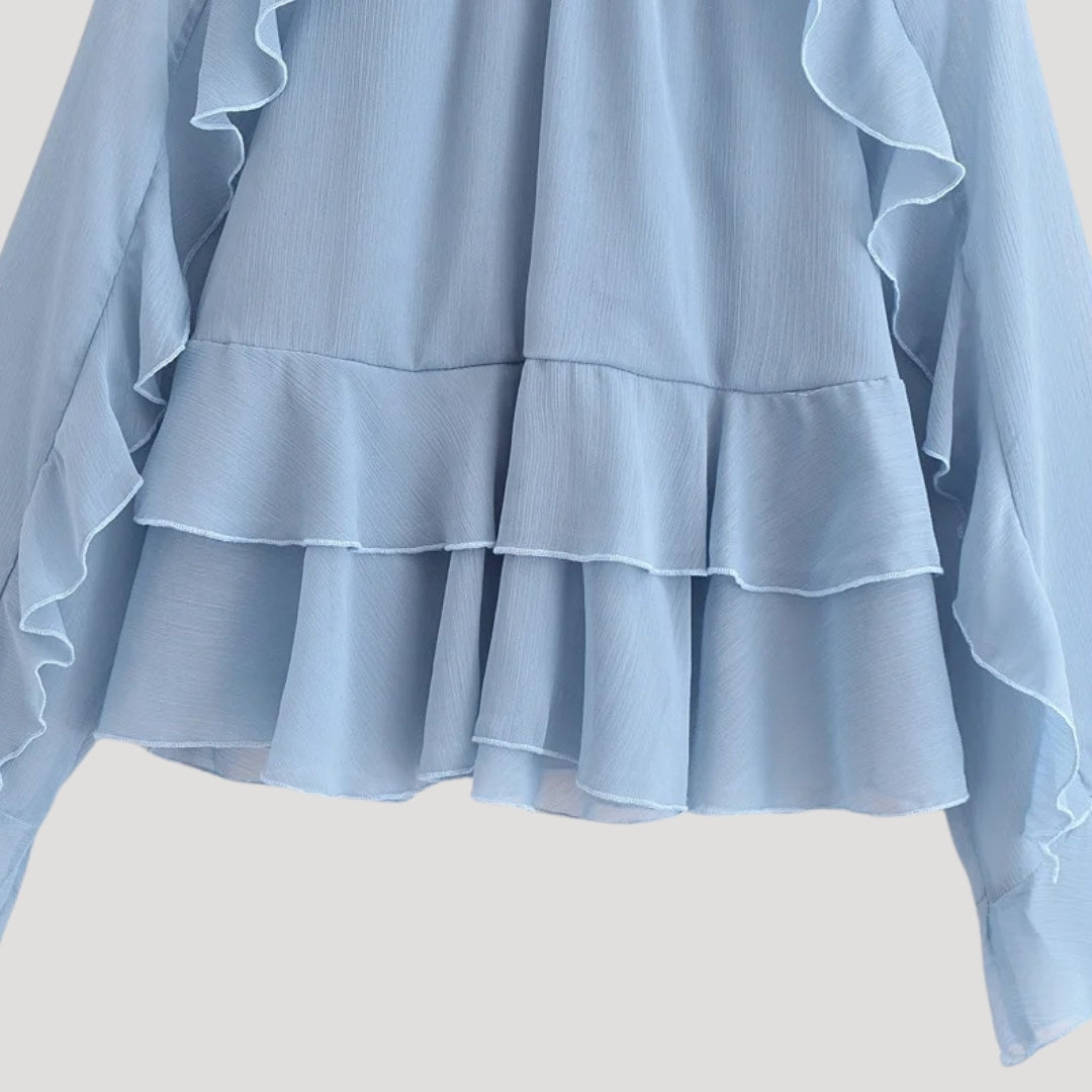 Elegant ruffled chiffon blouse