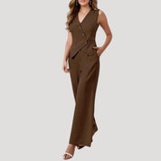 Women’s wide leg tailored jumpsuit smart formal