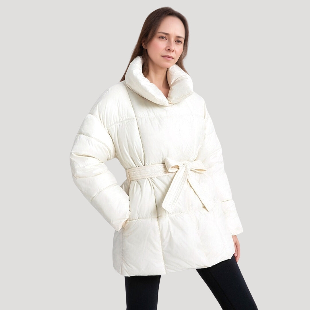 Puffer coat with belt