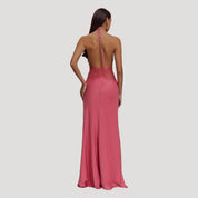 Women’s lace halter maxi wedding guest dress