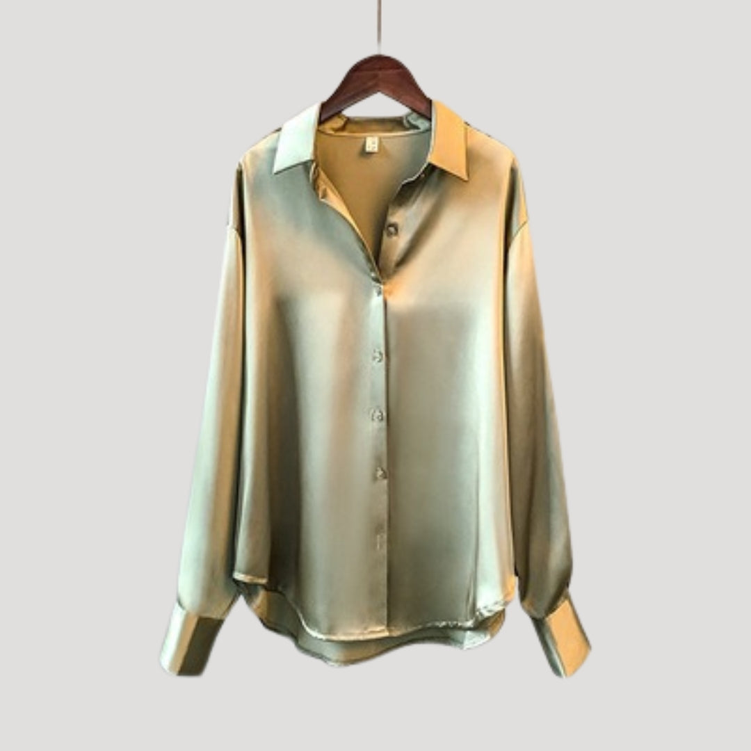Women’s satin button down blouse