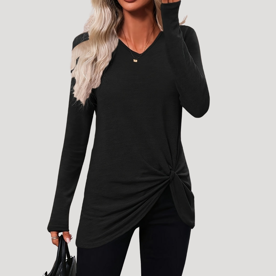 Long sleeve knotted hem tunic