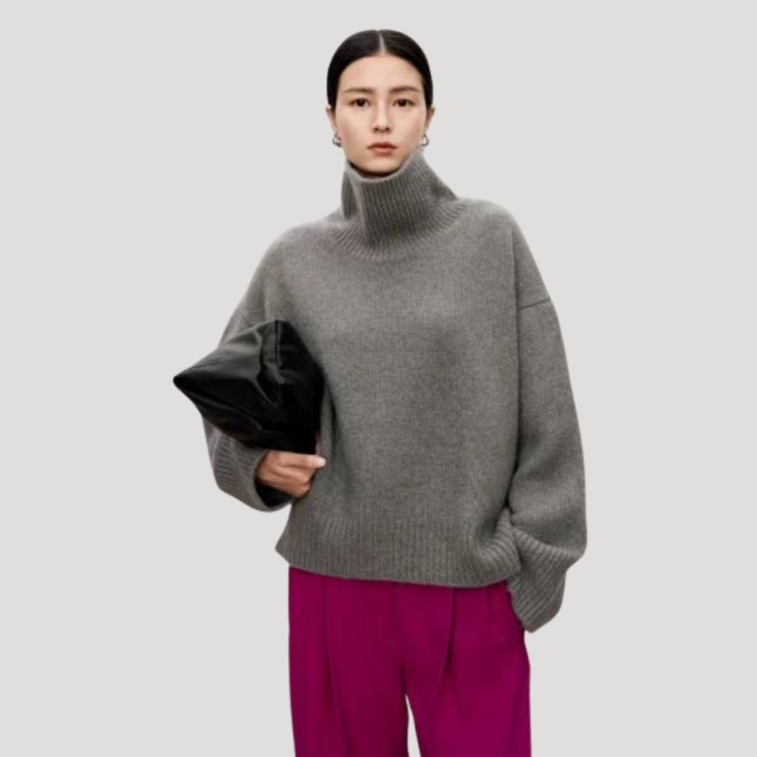 Women’s oversized cashmere high neck knitted sweater
