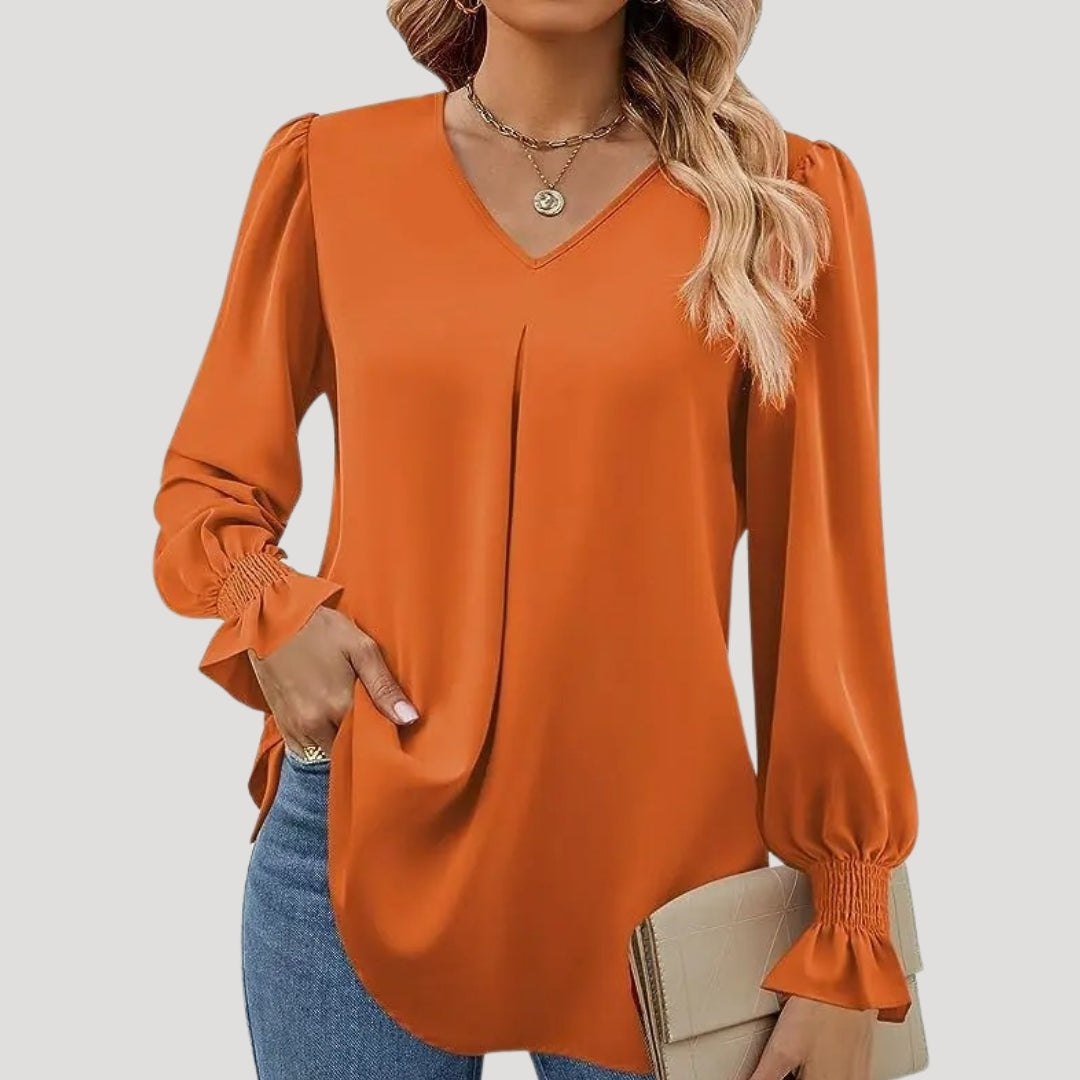 Elegant v-neck long-sleeve blouse