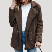 Women’s teddy fleece double breasted winter jacket
