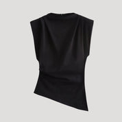 Asymmetric draped sleeveless blouse