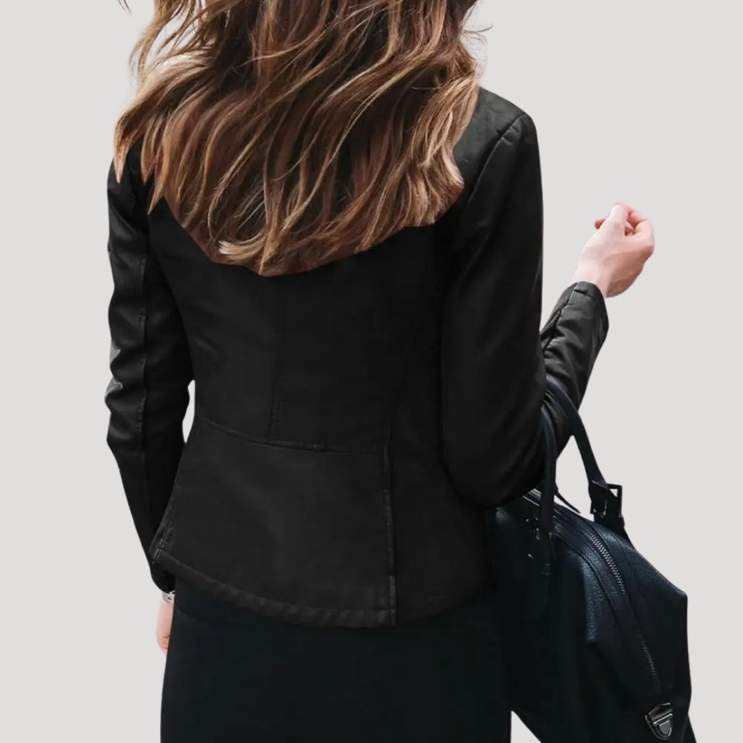 Women’s lightweight summer jacket faux leather zip up
