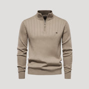 Men ribbed quarter-zip sweater