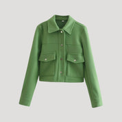 Women cropped wool utility jacket