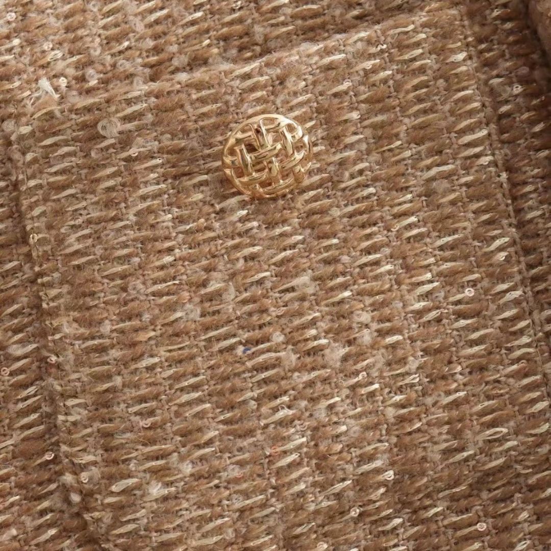 Women’s wool boucle cropped winter camel jacket