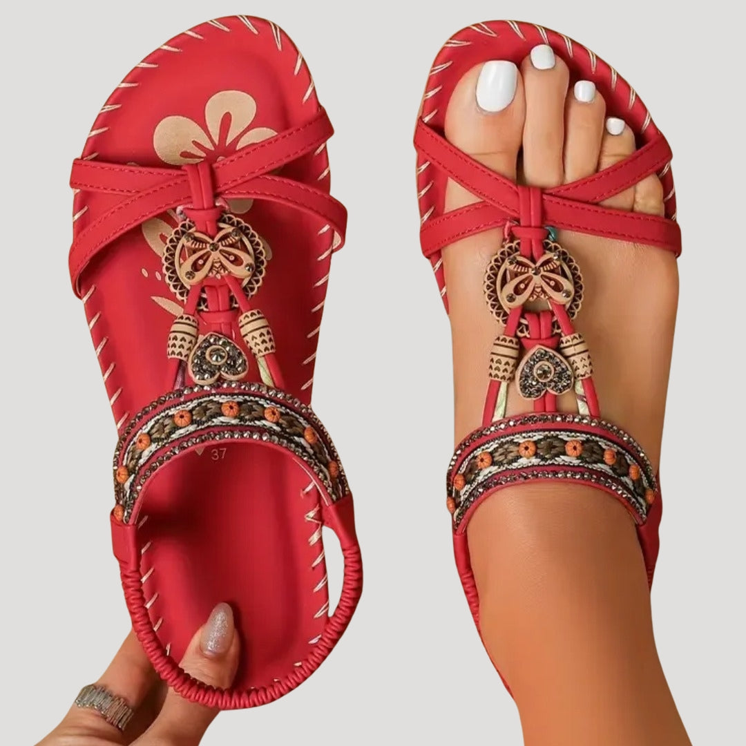 Women’s strappy embellished flat open toe sandals