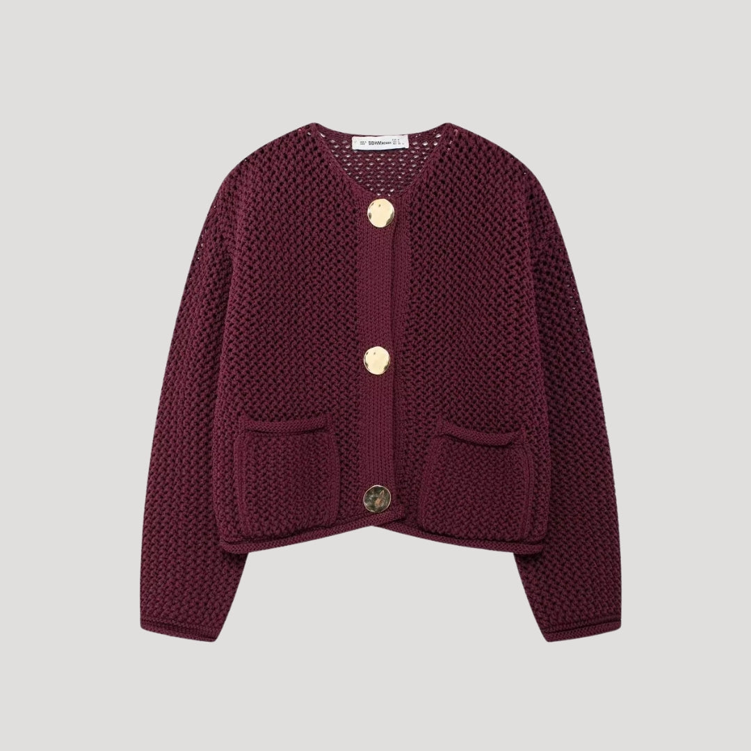 Women knitted button cardigan