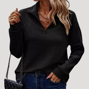 Women ribbed half-zip pullover