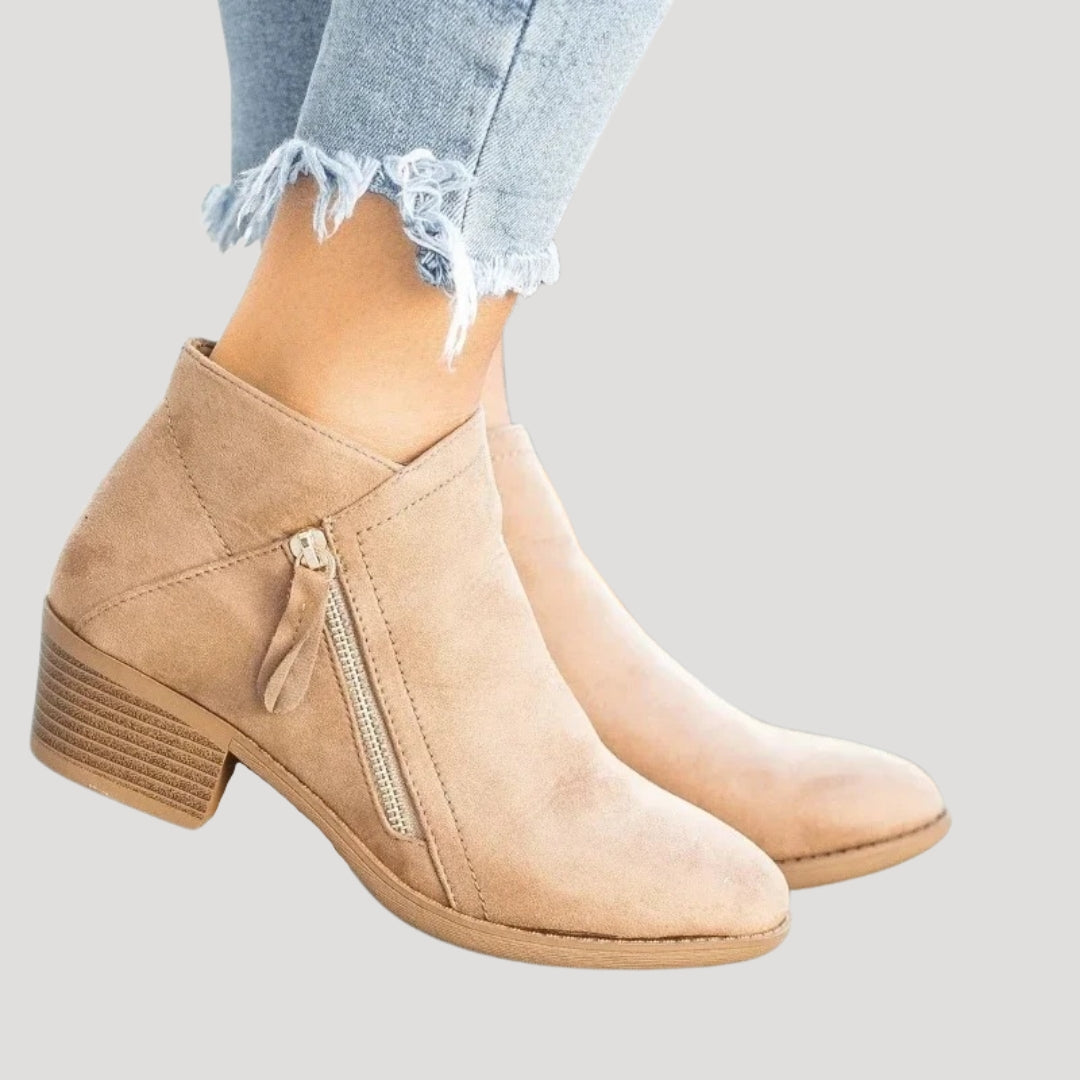 Women suede block heel boots