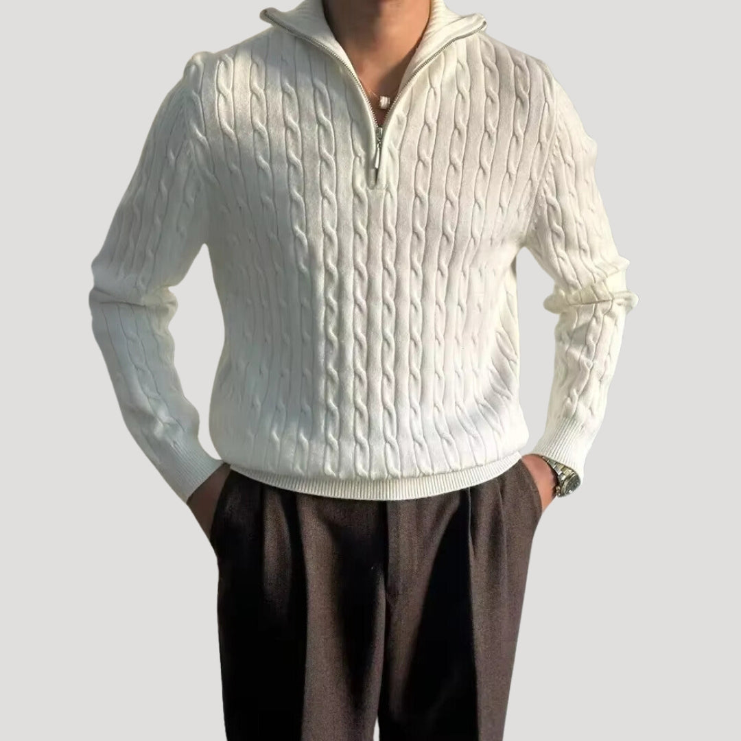 Men’s cable knit quarter-zip sweater