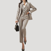 Women’s grey fitted blazer trouser suit set