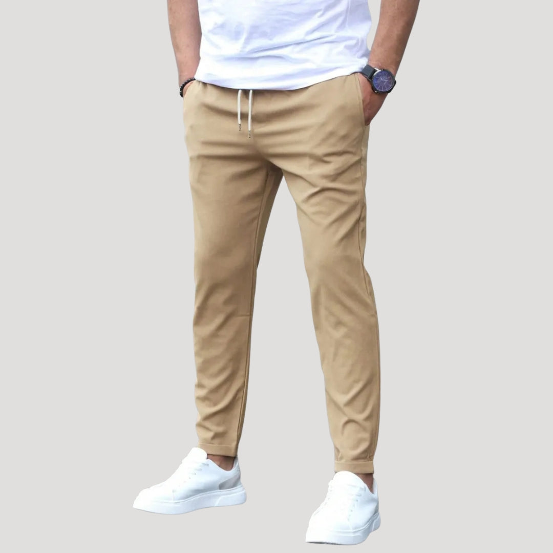 Men’s slim fit elastic waist casual chino trousers