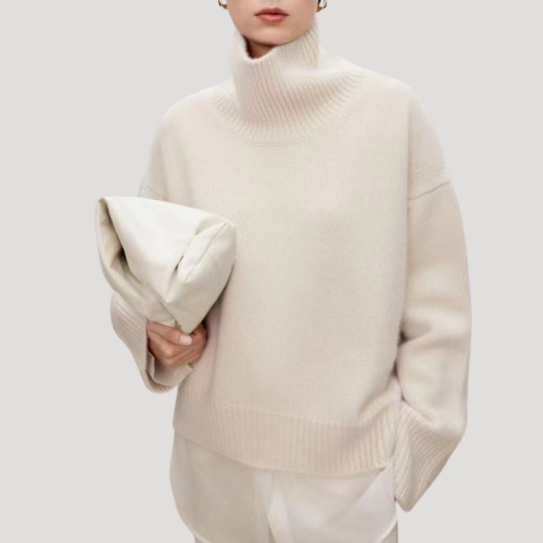 Women’s oversized cashmere high neck knitted sweater