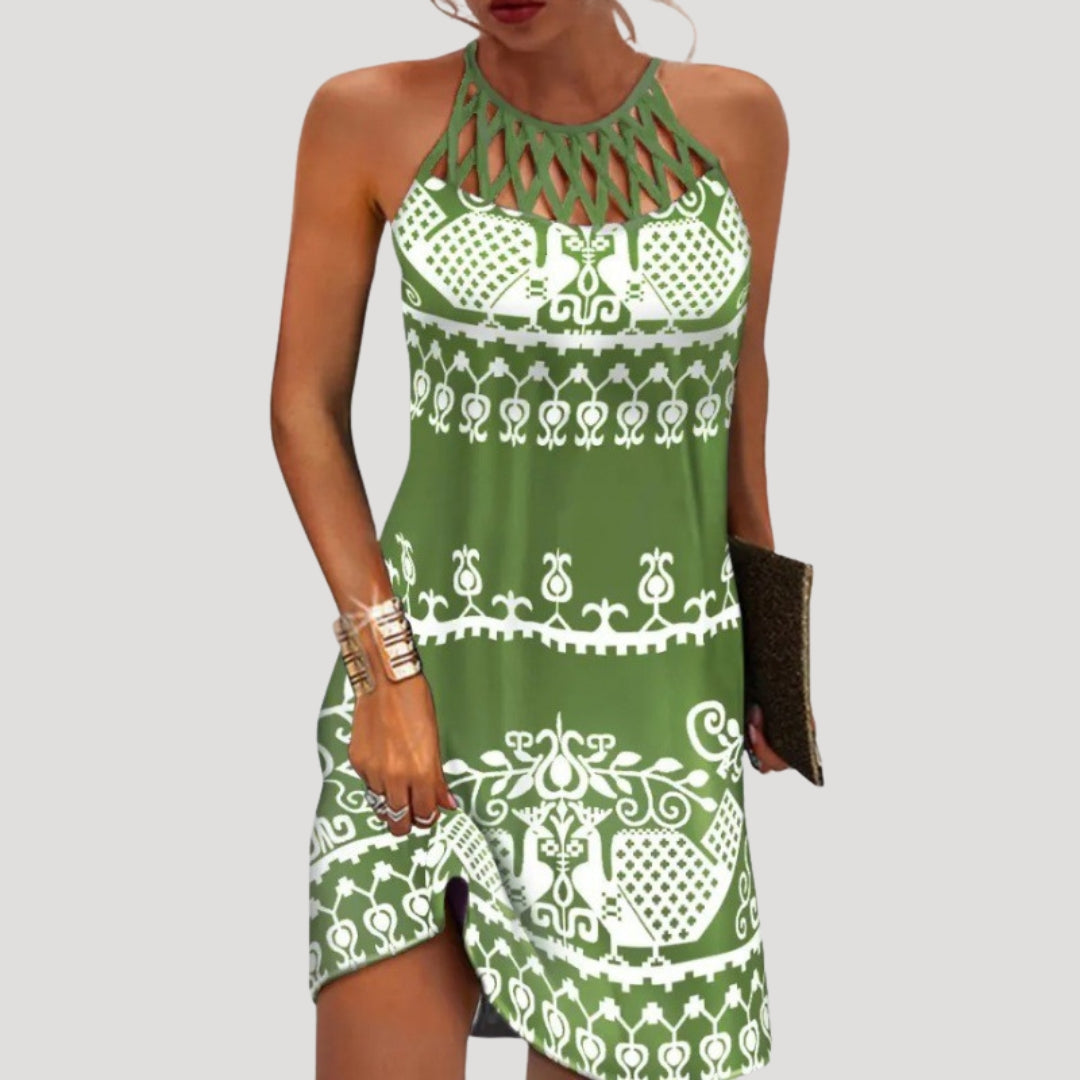 Women’s halterneck printed sleeveless midi dress
