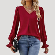 Elegant v-neck long-sleeve blouse