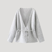 Women belted peplum cardigan