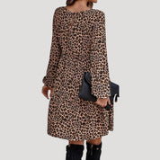 Women’s leopard print long sleeve smock mini dress