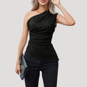 Elegant one-shoulder ruched top