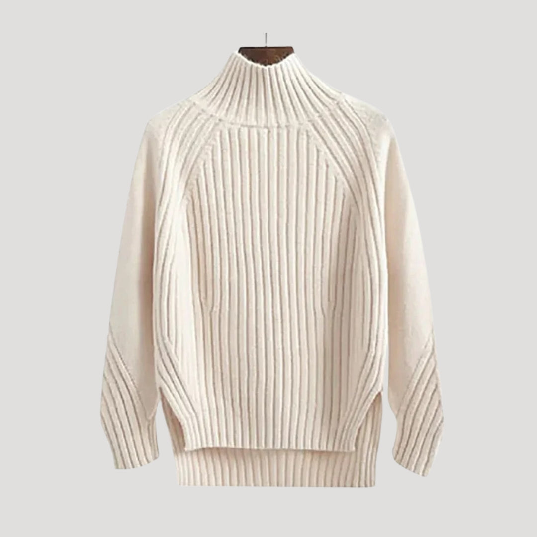 Cozy ribbed high-neck sweater