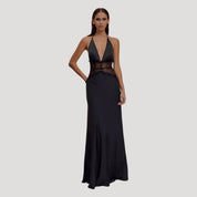 Women’s lace halter maxi wedding guest dress