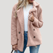 Women’s teddy fleece double breasted winter jacket