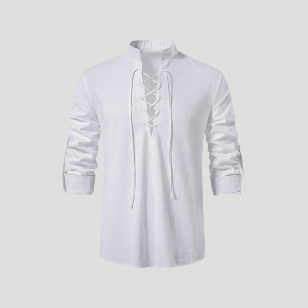 Men’s cotton lace up long sleeve shirt