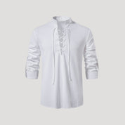 Men’s cotton lace up long sleeve shirt
