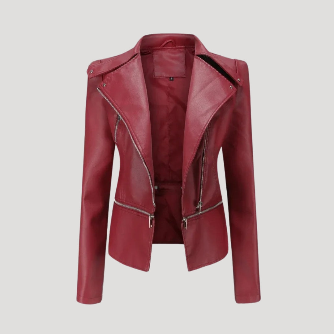 Women faux leather biker jacket