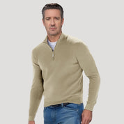 Half-zip ribbed sweater