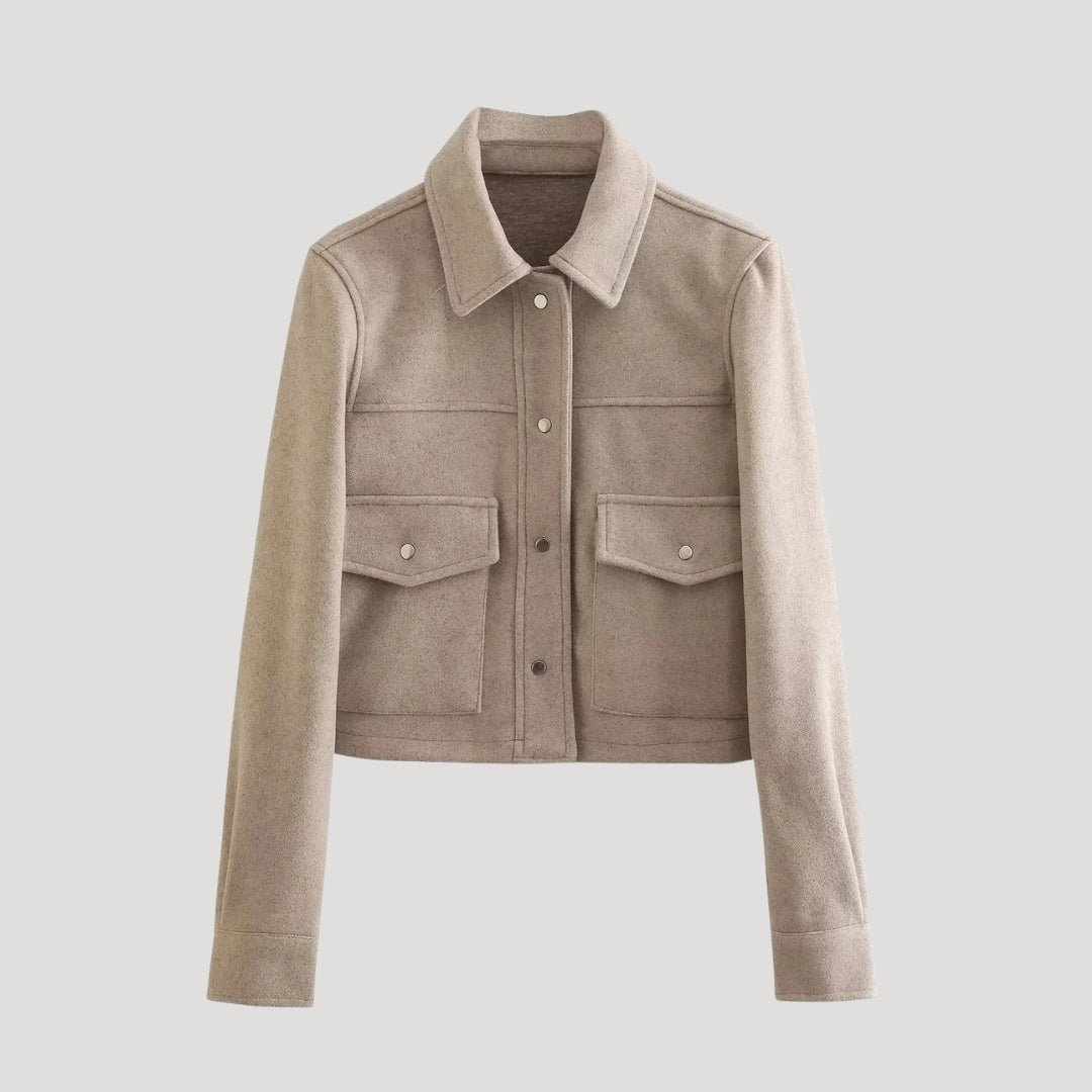 Women cropped wool utility jacket