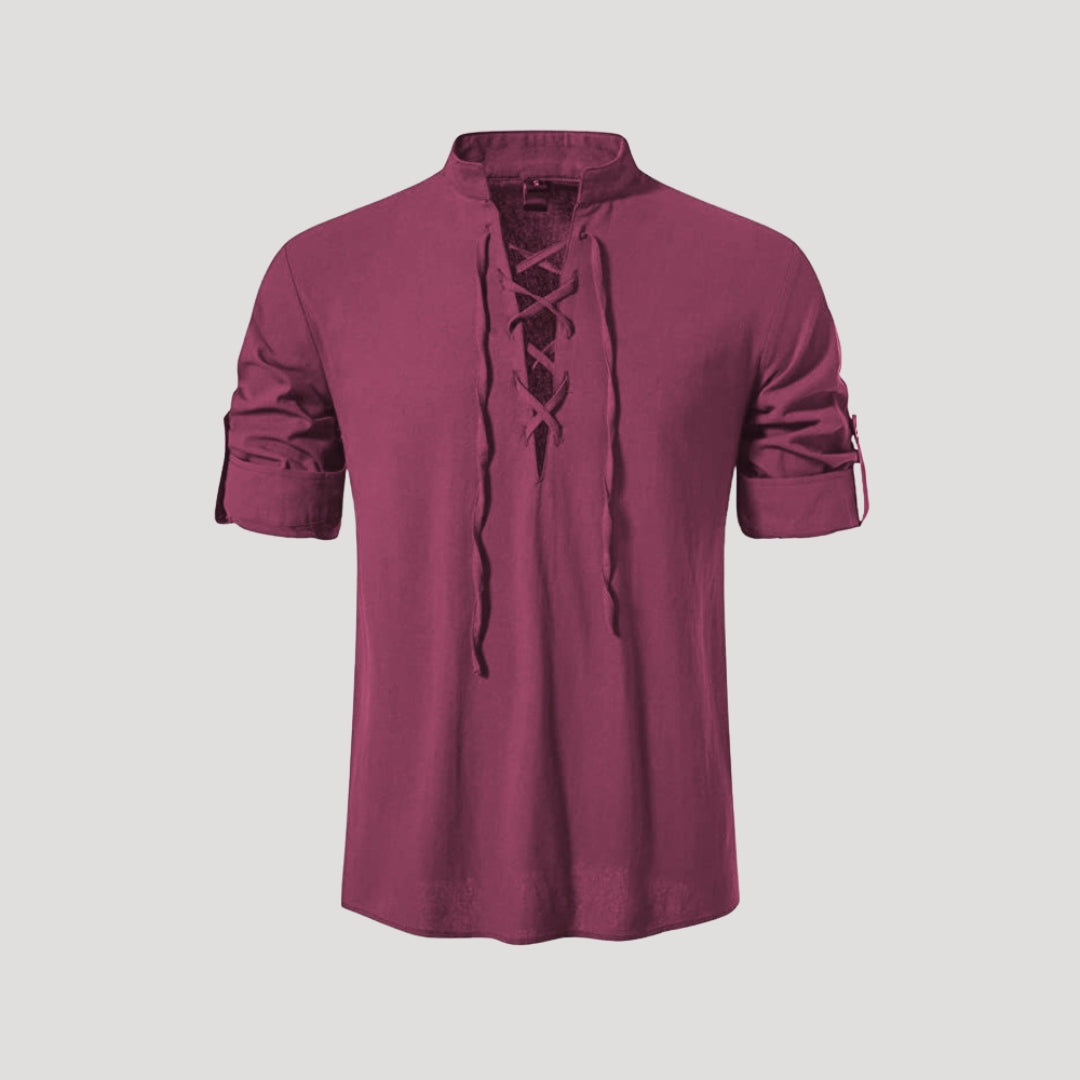 Men’s cotton lace up long sleeve shirt