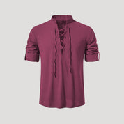 Men’s cotton lace up long sleeve shirt