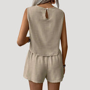 Women’s linen summer co ord set two piece shorts