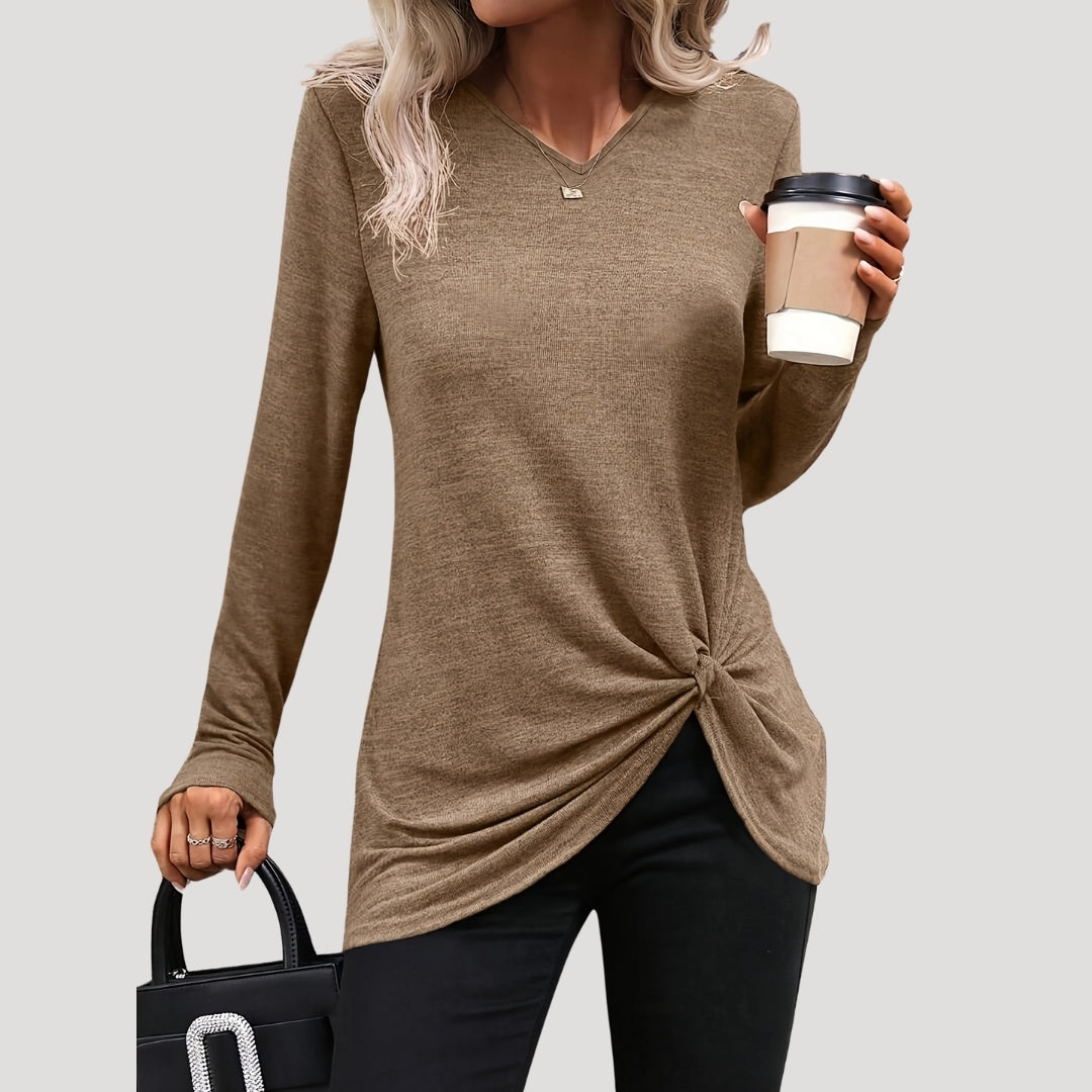 Long sleeve knotted hem tunic