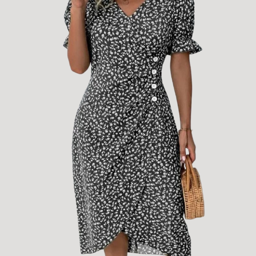 Women’s floral wrap v neck midi dress
