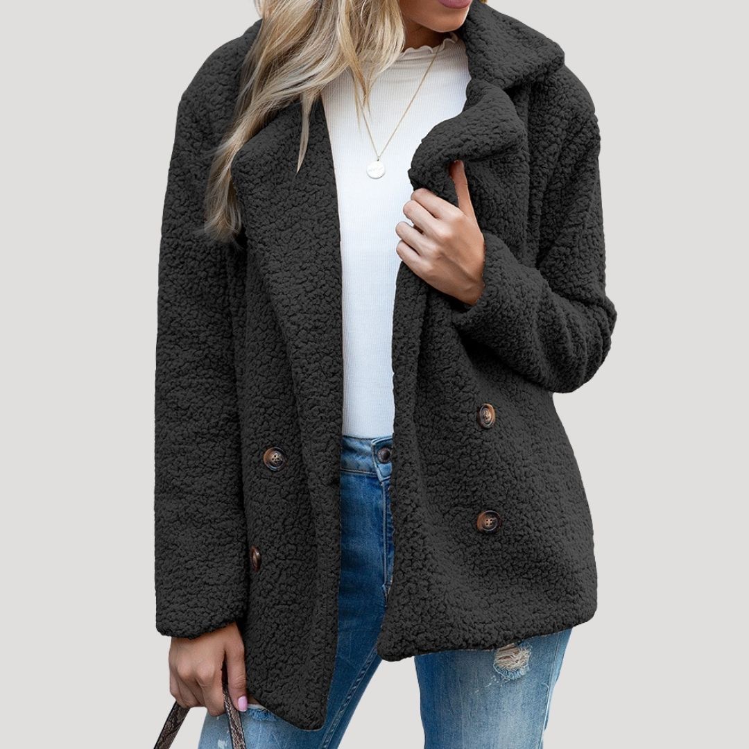Women’s teddy fleece double breasted winter jacket