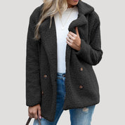 Women’s teddy fleece double breasted winter jacket